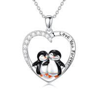 wholesale Animal Necklace For Women 925 Sterling Silver Heart Axolotl/owl/sloth/penguin/panda Necklace Pendant Animal Jewelry Christmas Gifts For Women -style_name:1-Penguin