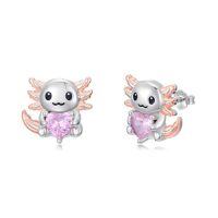 wholesale Animal Stud Earrings 925 Sterling Silver Dolphin/butterfly/sea Turtle/frog/axolotl Stud Animal Earrings Jewelry Christmas Gifts For Women -style_name:Axolotl Earrings