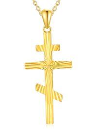 TOUPOP 14K Gold Opal Turquoise Cross Pendant Necklace-style_name:Orthodox Cross