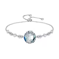 TOUPOP Sterling Silver Blue Crystal A-Z Letter Bracelet Gift-style_name:Tree of Life L