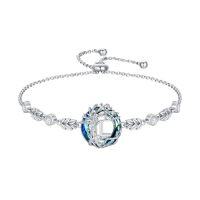 wholesale TOUPOP Tree Of Life Initial Bracelet 925 Sterling Silver A-z Letter Bracelet Blue Circle Crystal Jewelry Birthday Christmas Gifts For Women Her Girlfriend Mom -style_name:Tree of Life L