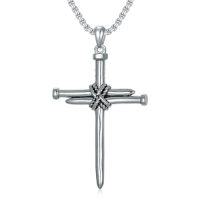 wholesale Cross Necklace 925 Sterling Silver Cross Pendant Christmas Fathers Day Birthday Gifts For Men Gifts For Father Gifts For Dad Brother Husband Son -style_name:B01 Nail Cross Silver