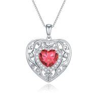 wholesale 925 Sterling Silver Heart Celtic Necklace With 12 Birthstone Jewelry Birthday Anniversary Christmas Gifts For Her Wife Girlfriend Mom -color_name:7-Jul-Ruby