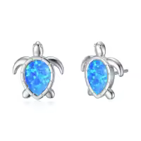 TOUPOP Sterling Silver Crystal Dolphin Butterfly Sea Turtle Frog Axolotl Stud Earrings-style_name:Turtle Earrings-B