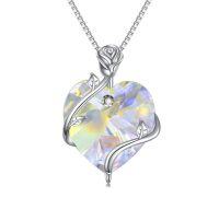 wholesale TOUPOP Heart Birthstone Necklace For Women 925 Sterling Silver Rose Flower Pendant Necklaces Heart Crystal Jewelry Birthday Christmas Gifts Women Girlfriend Wife Mom -color_name:04-April