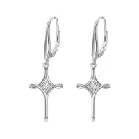 TOUPOP Sterling Silver Birthstone Infinity Cross Dangle Drop Earrings-color_name:04-April-Synthetic Diamond