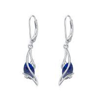 wholesale 925 Sterling Silver Earrings For Women Oval Gemstone Dangle Drop Earrings Fine Jewelry Birthday Christmas Gifts For Women Her -color_name:Lapis Lazuli