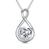 wholesale TOUPOP Birthstone Necklace For Women S925 Sterling Silver Infinity Love Necklace Infinity Moon Jewelry Birthday Christmas Gifts For Women Mom Wife Girlfriend, 18"+2" Inches -color_name:04-Diamond-Apr.