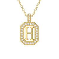 TOUPOP 14K Gold Moissanite Initial Letter Pendant Necklace-style_name:H