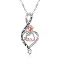 TOUPOP Sterling Silver & Crystal Rose Heart Necklace, I Love You To The Moon And Back-style_name:Nana-I Love You to The Moon and Back
