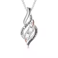 TOUPOP Sterling Silver Crystal I Love You Rose Flower Heart Necklace-color_name:Always My Grandma Forever My Friend