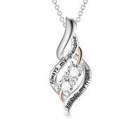 wholesale TOUPOP Christmas Gifts For Mom Grandma Nana 925 Sterling Silver I Love You Necklace Rose Flower Love Heart With Crystal Jewelry For Women -color_name:Always My Grandma Forever My Friend