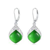 wholesale TOUPOP Teardrop Earrings Sterling Silver Celtic Knot Leverback Earrings Gemstone Irish Jewelry Anniversary Birthstone Earrings Birthday Christmas Xmas Gifts For Women -color_name:Emerald