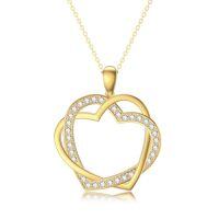 TOUPOP 14K Gold & Stone Heart Necklace, Mothers Day Gifts For Women-style_name:G-Double Heart