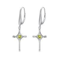 wholesale TOUPOP Birthstone Cross Earrings 925 Sterling Silver Infinity Cross Dangle Drop Earrings Fine Jewelry Birthday Christmas Gifts For Women Her Girlfriend -color_name:08-August-Peridot
