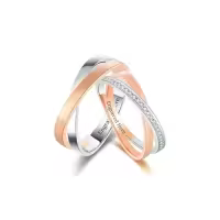 TOUPOP Sterling Silver Rose Gold Plated Moissanite Couples Rings Set-style_name:A Wedding Ring Set