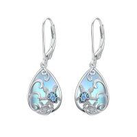 wholesale TOUPOP Lotus/wolf/sea Turtle Dangle Earrings For Women Sterling Silver Leverback Earrings Gifts For Women Birthday -style_name:2-Sea Turtle