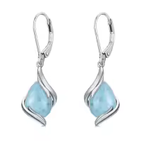 TOUPOP Sterling Silver Gemstone Teardrop Dangle Earrings Women Gifts-color_name:Larimar