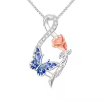 TOUPOP 925 Sterling Silver Animal Infinity Pendant Jewelry Gifts-style_name:Butterfly Necklace