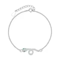 TOUPOP Sterling Silver & Crystal Star Charm Bracelet Adjustable Christmas Gift-style_name:Snake bracelet