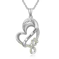TOUPOP 925 Sterling Silver Crystal Love Pendant Necklace For Women-color_name:I Love You Mom Necklace