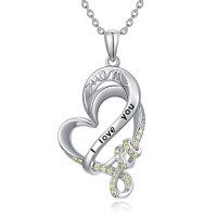 wholesale TOUPOP Love/stethoscope/heart Mom Pendant Necklace For Women Girls 925 Sterling Silver I Love You Meaningful Crystal Jewelry Christmas Gifts For Mom Sister Doctor Nurse -color_name:I Love You Mom Necklace