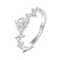 TOUPOP 925 Sterling Silver Moissanite Round Cut D Color Vvs1 Engagement Ring-style_name:B Moissanite