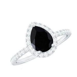 B Black Onyx Moissanite Ring