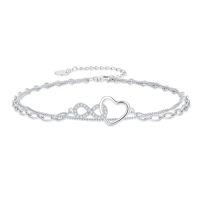 wholesale TOUPOP 925 Sterling Silver Ankle Bracelets For Women Adjustable Anklet Elegant Foot Jewelry Birthday Gift For Her Wife Mom Girlfriend -style_name:Heart Infinity