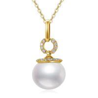 TOUPOP 14K Gold Freshwater Pearl Pendant Necklaces For Women-style_name:Pearl-H