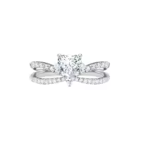 TOUPOP 10k/14k/18k Sterling Silver Moissanite Personalized Engagement Ring-style_name:B-Twisted Moissanite Ring