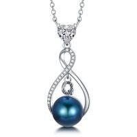 wholesale Black Pearl Infinity Necklace Sterling Silver Black Freshwater Peartl A-z Initial Pendant Necklace Infinity Letter Jewelry Christmas Birthday Gifts For Women Her Mom -style_name:Letter Q