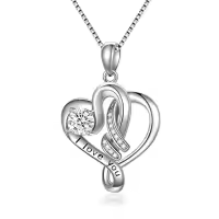 TOUPOP 925 Sterling Silver Crystal Love Pendant Necklace For Women-color_name:I Love You Necklace