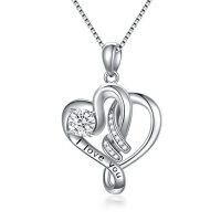 wholesale TOUPOP Love/stethoscope/heart Mom Pendant Necklace For Women Girls 925 Sterling Silver I Love You Meaningful Crystal Jewelry Christmas Gifts For Mom Sister Doctor Nurse -color_name:I Love You Necklace