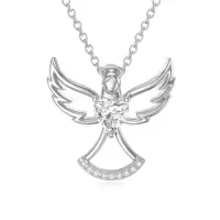 TOUPOP Sterling Silver Crystal Dragonfly Butterfly Necklace Gift for Women-style_name:E - Angel