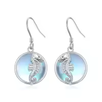 TOUPOP Sterling Silver Moonstone Dangle Drop Earrings-style_name:6-Seahorse