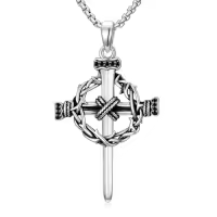 TOUPOP Sterling Silver Nail Cross Pendant Religious Faith Jewelry Gift-style_name:Crown of Thorns