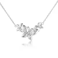 TOUPOP Sterling Silver Butterfly Choker Necklace with Birthstone Pendant-style_name:4-April-White Crystal