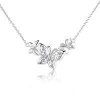 wholesale TOUPOP Butterfly Choker Necklace S925 Sterling Silver Birthstone Pendant Necklace Jewelry Gifts For Women Wife Wedding Birthday Christmas Gifts -style_name:4-April-White Crystal