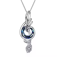 TOUPOP Sterling Silver Crystal Phoenix Music Note Pendant Necklace-style_name:Music Necklace-3