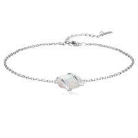 wholesale Anklet For Women 925 Sterling Silver Dainty Gemstone Ankle Bracelet Beach Fine Jewelry Summer Christmas Gifts For Women Her -color_name:Opal