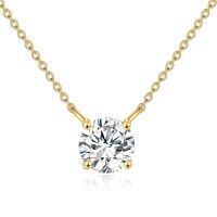 TOUPOP 14K Gold Moissanite Necklace, 0.5-2ct Round Cut Solitaire-color_name:Yellow Gold,size_name:0.5CT