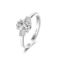 TOUPOP 18k White Gold Plated Moissanite Personalized Engagement Ring 1ct D VVS1-style_name:J Moissanite