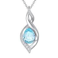 wholesale Birthstone Necklace For Women Teardrop Necklaces 925 Sterling Silver Infinity Love Jewelry Birthday Christmas Gifts For Women Mom Wife Girlfriend -color_name:03-March-Aquamarine