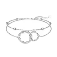 TOUPOP 925 Sterling Silver Sea Turtles Elephant Wave Cross Anklet-style_name:23-Two Circle