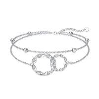 wholesale Ankle Bracelets For Women 925 Sterling Silver Layered Sea Turtles/elephant/wave/cross Anklet Summer Ocean Beach Jewelry Christmas Gifts For Women -style_name:23-Two Circle