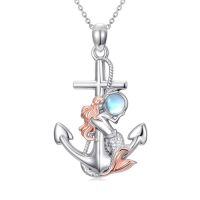 wholesale TOUPOP Anchor Dolphin/mermaid/turtle/starfish/dolphin Necklace For Women 925 Sterling Silver Anchor Nautical Necklace Graduation Gift Ocean Pendant For Women -style_name:Mermaid