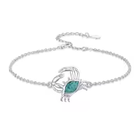 TOUPOP Sterling Silver Turquoise Ocean Animal Link Beach Bracelet-style_name:Crab
