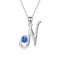TOUPOP Sterling Silver Birthstone Initial N Letter Pendant Necklaces Jewelry Christmas Valentine Mothers Day Birthday Gifts for Women Teen Girls Her Wife-color_name:N-Nothing is impossible