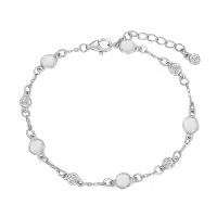 TOUPOP 925 Sterling Silver Natural Stone Ankle Bracelet-color_name:Opal,size_name:Bracelet 7"-9"